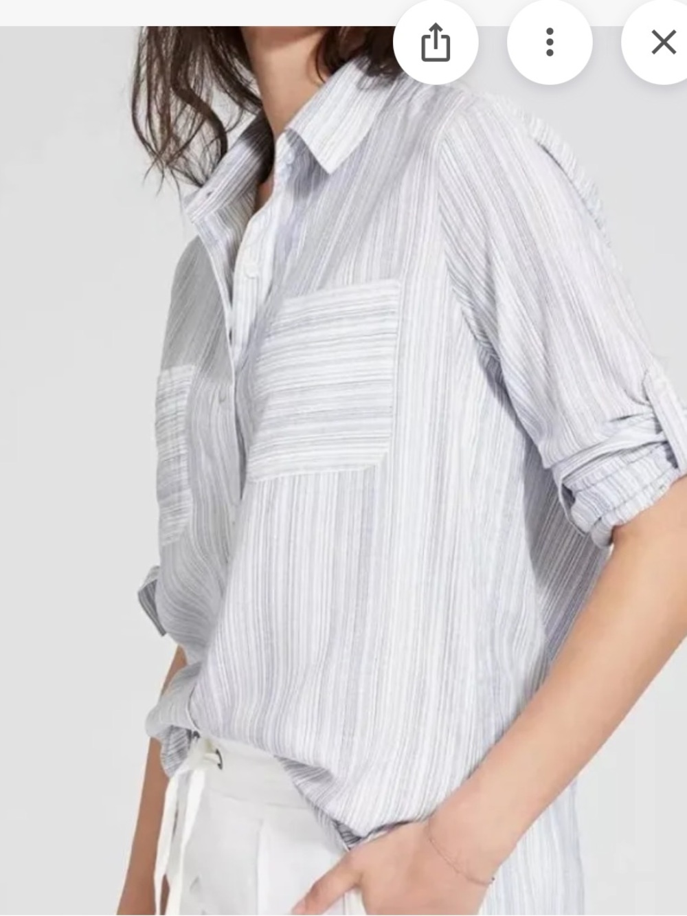 Athleta micro stripe peninsula top button down